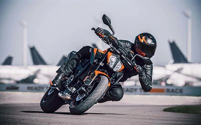 KTM 890 Duke, motion blur, 2021 bikes, superbikes, rider, 2021 KTM 890 Duke, KTM