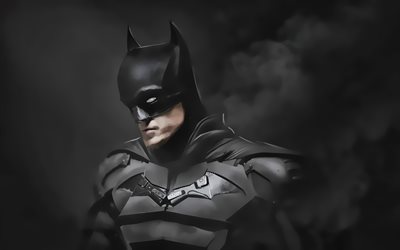 バットマン, 4k, 暗闇, 嵐, 3dアート, 煙, dcコミック, 創造, 4kバットマン