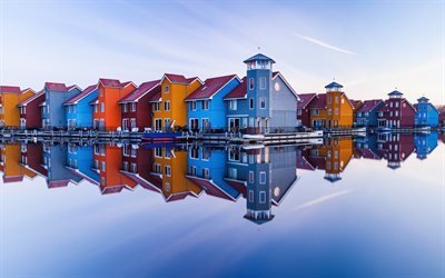 Groningen, Netherlands, water, reflections, Holland