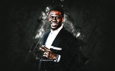 Kevin Hart, american actor, portrait, gray stone background, creative art, Kevin Darnell Hart