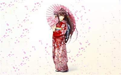 yamato, collection kantai, kancolle, personnage yamato, robe kimono rouge, yamato kancolle, personnages de la collection kantai