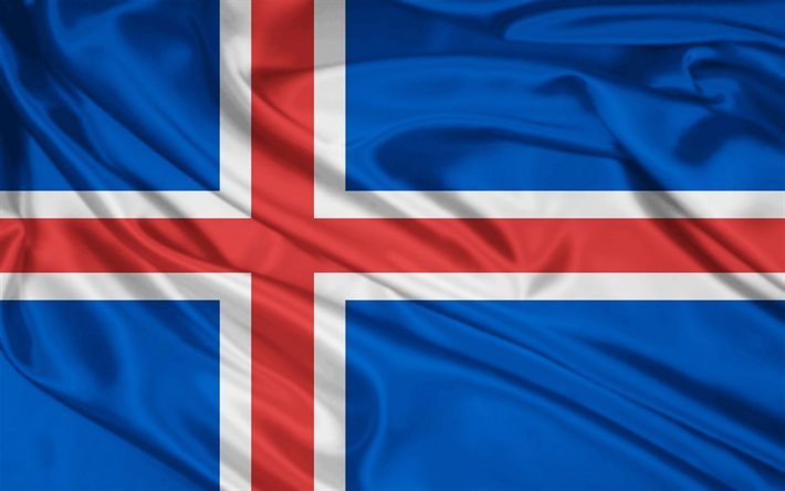 Iceland flag, flag of Iceland, silk fabric, silk texture, Iceland