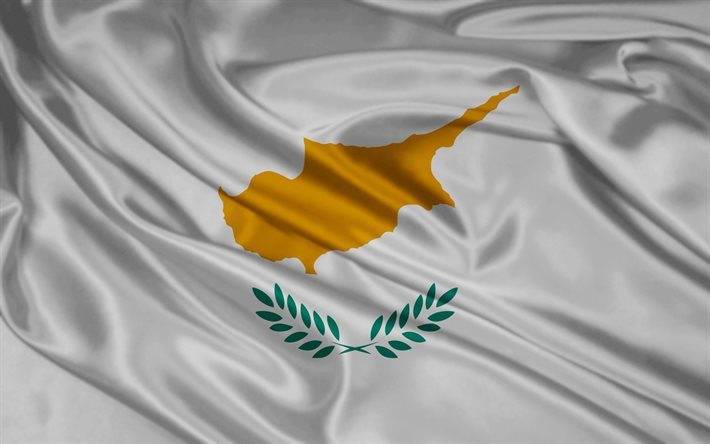 Cyprus flag, Cyprus, silk fabric, white silk texture