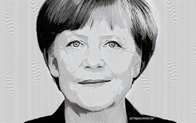 Angela Merkel, portre, Almanya Şans&#246;lyesi, yaratıcı sanat, Alman lideri, Alman siyaset&#231;i
