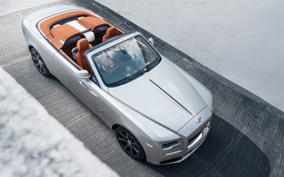 Rolls-Royce Dawn Silver Bullet, 2021, top view, exterior, silver convertible, luxury cars, Rolls-Royce