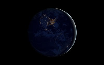 North America from space, 4k, South America, night, galaxy, Earth, stars, sci-fi, universe, NASA, planets, Earth from space