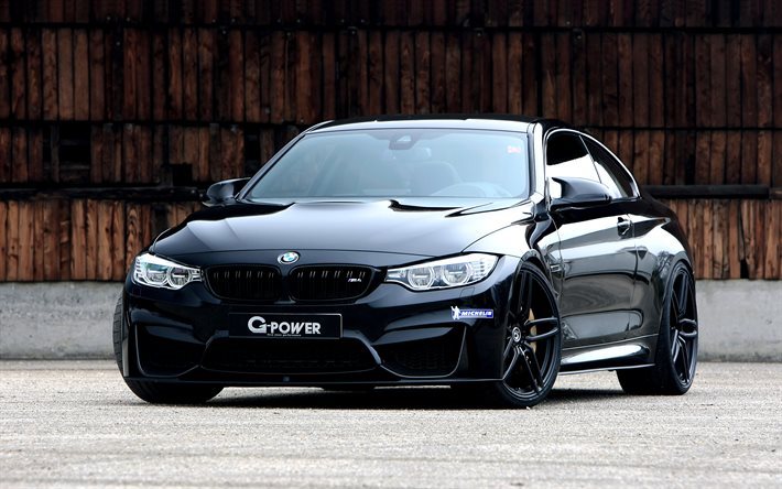 bmw m4 coupe, g-power, f82, schwarz bmw m4 tuning, sport coupe
