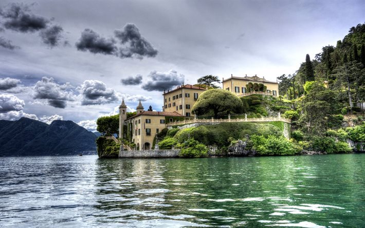 Lenno, Cape Lavedo, Como, Lake Como, Villa del Balbianello, 1787, Italien, hdr