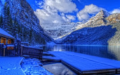 Banff National Park, winter, Canadian landmarks, HDR, Alberta, Canadian Rockies, Canada, beautiful nature