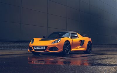 Lotus Exige Sport 390 Edizione finale, 2021, vista frontale, esterna, arancione sport coupe, nuova arancione Exige, British sports cars, Lotus