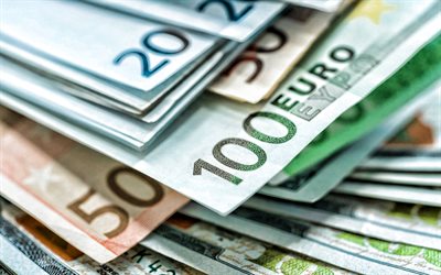 Euro-valuta, 100-eurosedel, pengarbakgrund, europeiska pengar, bakgrund med pengar, finans, aff&#228;rer