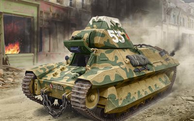 FCM 36, Fransız Ordusu, İkinci D&#252;nya Savaşı tankları, hafif piyade tankı, Fransız tankı, boyalı tanklar