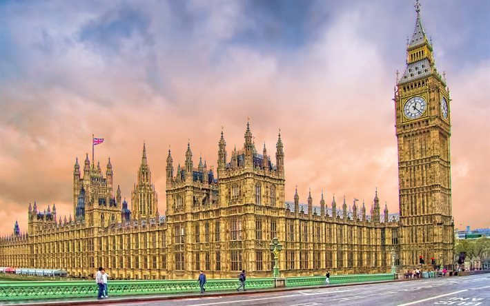 Inglaterra, O Big Ben, parlamento, ponte, Londres, Reino UNIDO