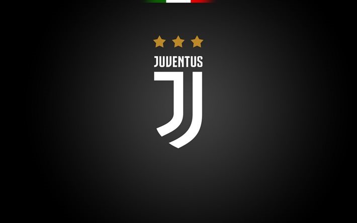 Juventus, football club, logo, Juve, jalkapallo, Seria A, mustalla taustalla, Juventus uusi logo