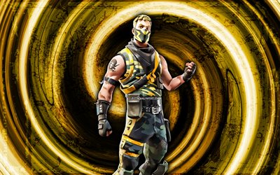 4k, Snakepit, yellow grunge background, Fortnite, vortex, Fortnite characters, Snakepit Skin, Fortnite Battle Royale, Snakepit Fortnite