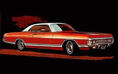 1973, Dodge Monaco Hardtop Coupe, 4k, vector art, Dodge Monaco drawing, creative art, Dodge Monaco art, vector drawing, abstract cars, car drawings