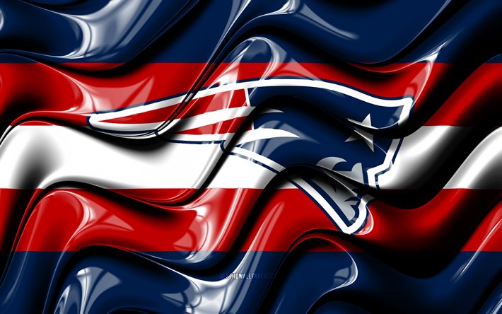 New England Patriots flag, 4k, blue an red 3D waves, NFL, american football team, New England Patriots logo, american football, New England Patriots