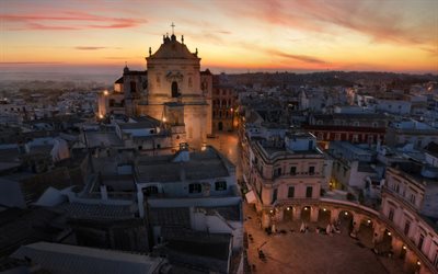 Martina Franca, Basilica di San Martino, evening, sunset, landmark, old town, Taranto, Italy