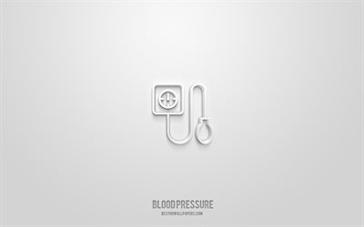 Blood pressure 3d icon, white background, 3d symbols, Blood pressure, medicine icons, 3d icons, Blood pressure sign, medicine 3d icons