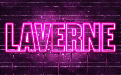 Happy Birthday Laverne, 4k, pink neon lights, Laverne name, creative, Laverne Happy Birthday, Laverne Birthday, popular french female names, picture with Laverne name, Laverne