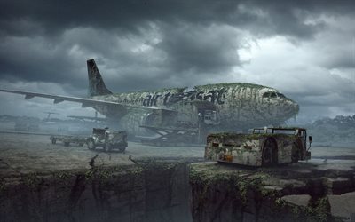 abandoned airport, life after people, grunge, plane, art, creative