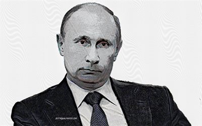 ウラジミール-プーチン大統領, 長ロシア, 肖像, 美術, ロシアのリーダー, ロシア連邦