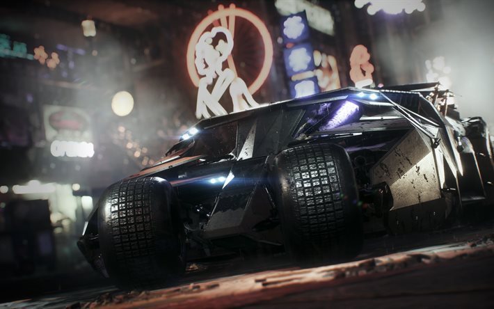 Batmobile, 4k, seikkailu, Batman Arkham Knight