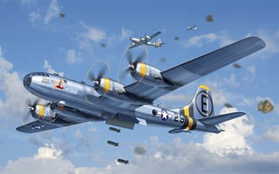 boeing b-29 superfortress, amerikanischer strategischer bomber, usaf, zweiter weltkrieg, amerikanische milit&#228;rflugzeuge, flugzeuge des zweiten weltkriegs