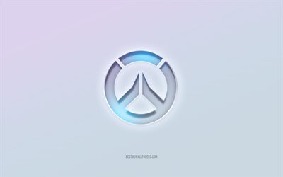 Overwatch logo, cut out 3d text, white background, Overwatch 3d logo, Overwatch emblem, Overwatch, embossed logo, Overwatch 3d emblem