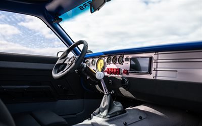 1969, Ford Mustang Mach 1, Ringbrothers, interior, retro cars, inside view, american cars, Ford