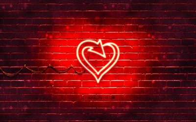 Self-love neon icon, 4k, red background, neon symbols, Self-love, neon icons, Self-love sign, love signs, Self-love icon, love icons