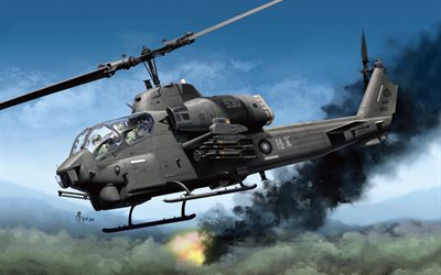 Bell AH-1 Super Cobra, elicottero d&#39;attacco americano, esercito degli Stati Uniti, Corpo dei Marines degli Stati Uniti, elicotteri militari, AH-1 Super Cobra, USA