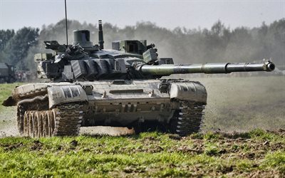T-72, 未舗装道路, タンク, Hdr, ロシア軍, 緑のカモフラージュ, T-72ウラル, 装甲車両, 射撃場