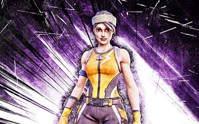 4k, Dazzle, grunge art, Fortnite Battle Royale, Fortnite characters, violet abstract rays, Dazzle Skin, Fortnite, Dazzle Fortnite