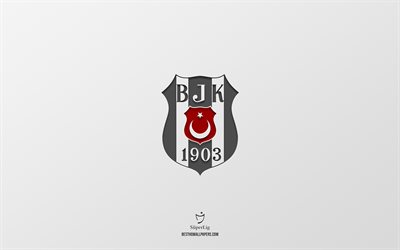 Besiktas, white background, Turkish football team, Besiktas emblem, Super Lig, Turkey, football, Besiktas logo