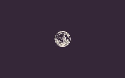 lua, 4k, m&#237;nimo, violeta fundos, criativo, lua minimalismo