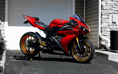 2022, Yamaha YZF-R1, 4k, side view, exterior, red YZF-R1, superbike, japanese sportbikes, Yamaha