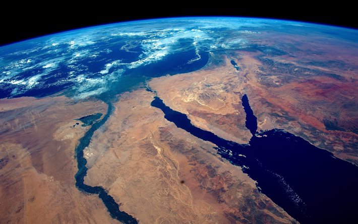 Africa dallo spazio, la Terra, l&#39;Egitto, l&#39;Africa, il Canale di Suez, Continente, Mar Rosso