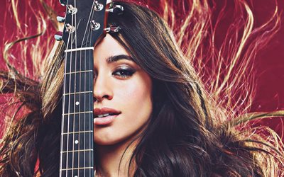 Camila Cabello, 2018, guitar, superstars, cuban singer, Karla Camila Cabello Estrabao, photoshoot, brunette