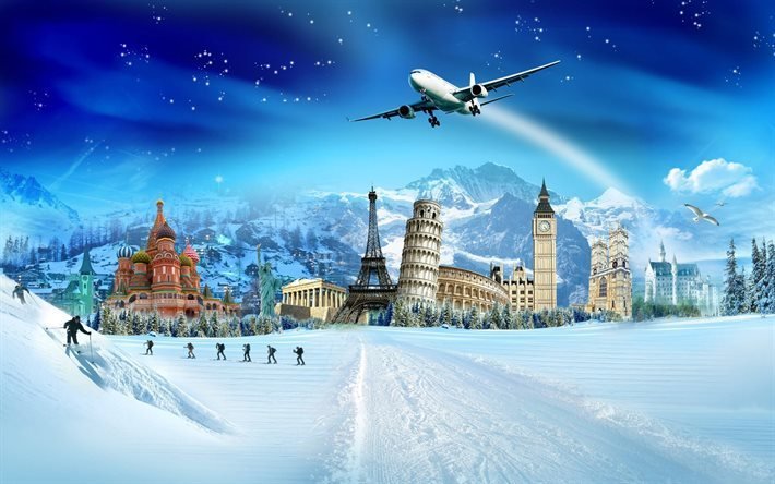 winter, world landmarks, travel, Christmas, New Year
