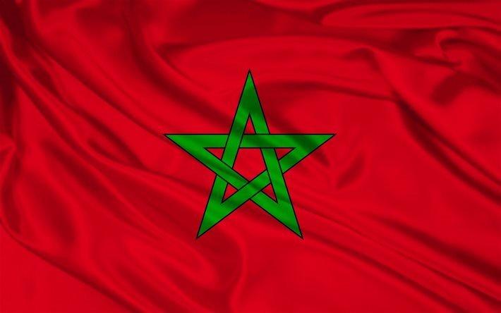Marockansk flagga, silke, flaggan i Marocko, flaggor, Marocko flagga