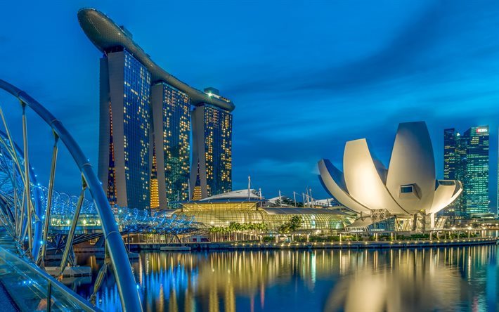 Marina Bay Sands, Singapore, alba, mattina, hotel, Asia