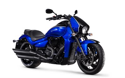 Suzuki Intruder, 4k, superbikes, 2018 bikes, new Intruder, japanese motorcycles, blue Intruder, Suzuki