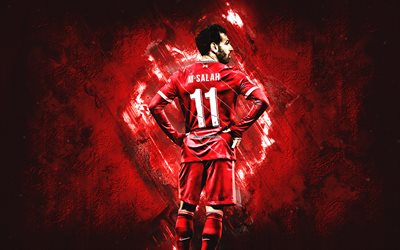 Mohamed Salah, Liverpool FC, red stone background, Premier League, England, football, Salah Liverpool