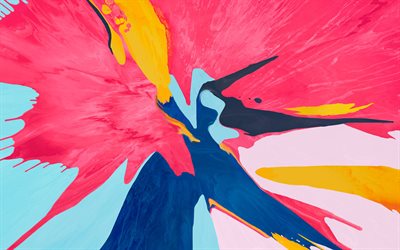 colorido de las gotas de pintura, 4k, creatividad, abstracto, antecedentes, l&#237;quido de arte, abstractos, salpicaduras, salpicaduras de pintura, fondo con salpicaduras