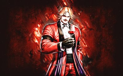 Rugal Bernstein, SNK, The King of Fighters, red stone background, grunge art, SNK characters, The King of Fighters characters, Rugal Bernstein SNK