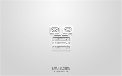 Email hosting 3d icon, white background, 3d symbols, Email hosting, networks icons, 3d icons, Email hosting sign, networks 3d icons