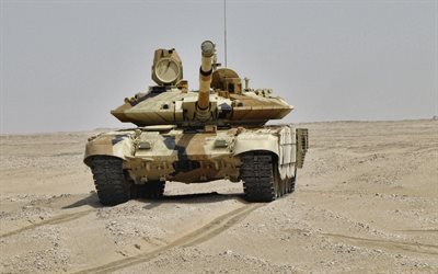 T-90MS, russe char de combat principal, MBT, T-90, moderne r&#233;servoirs, d&#233;sert, sable, camouflage