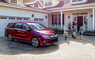 2020, Honda Odyssey, vue de face, rouge monospace, rouge Odyss&#233;e, les voitures japonaises, Honda