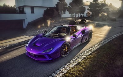 2021, Ferrari F8 spider, Novitec N-Largo, 4k, front view, purple supercar, purple Ferrari F8 spider, tuning F8 spider, Italian sports cars, Ferrari